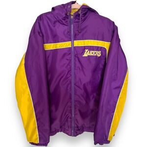 G-III Sports Los Angeles Lakers Hooded Windbreaker Jacket Purple Gold Mens‎ L